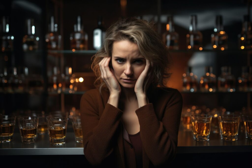 woman-in-distress-surrounded-by-alcohol-bottles