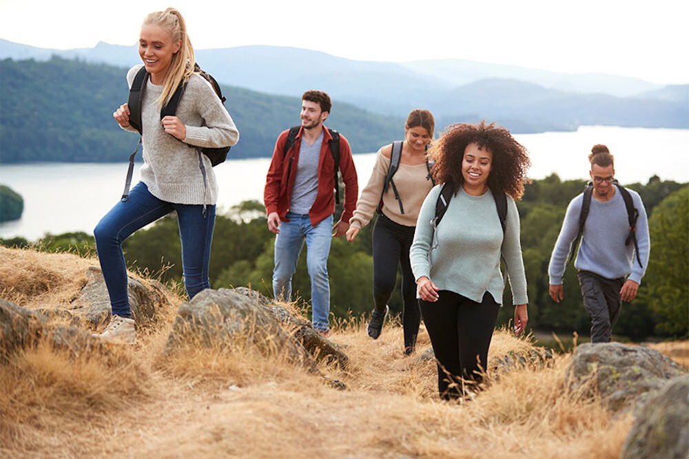 a group of individuals hiking